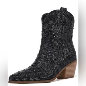Elegant Black Studded Ankle Booties